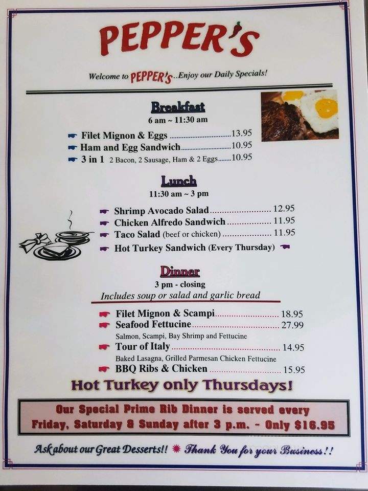 Pepper's - Fortuna, CA menu_pic