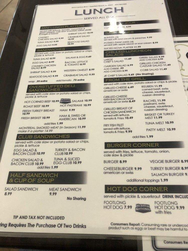 Cohen's Bagel & Deli - Deerfield Beach, FL menu_pic