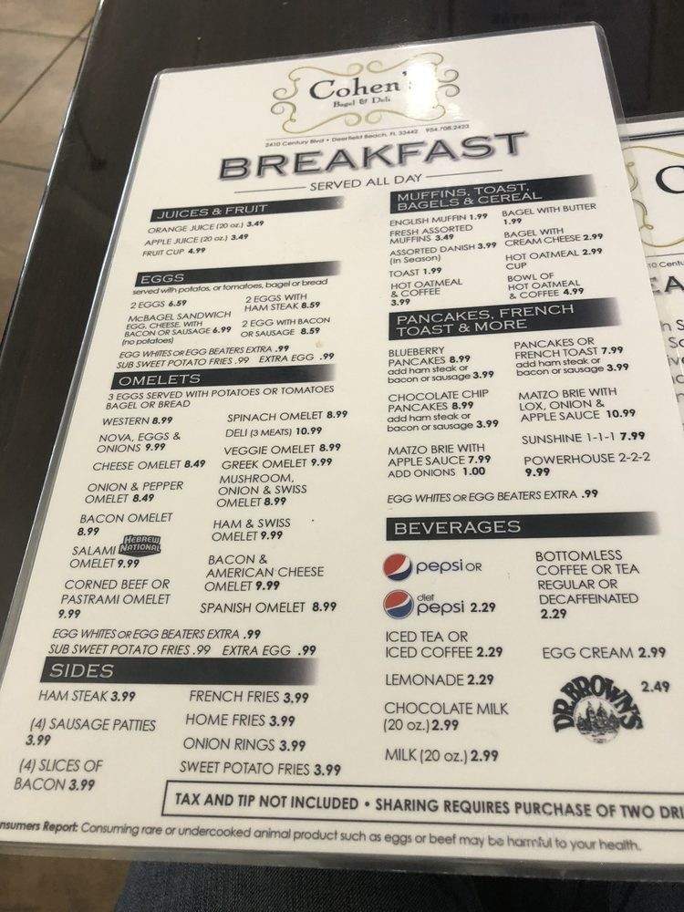 Cohen's Bagel & Deli - Deerfield Beach, FL menu_pic