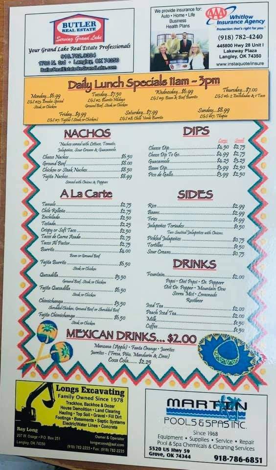 Los Garcia's Mexican Restaurant - Langley, OK menu_pic