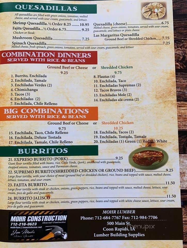 Las Margaritas - Glidden, IA menu_pic