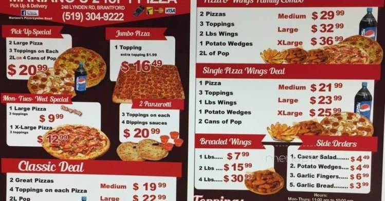 Marios 2 For 1 Pizza & Wings - Brantford, ON