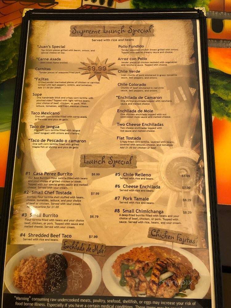 Casa Perez - Prescott Valley, AZ menu_pic