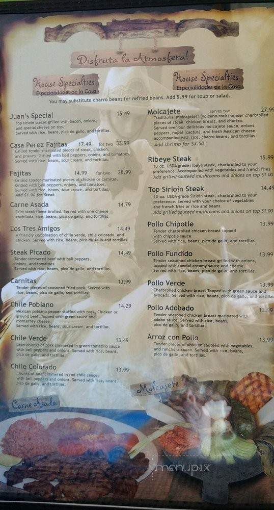 Casa Perez - Prescott Valley, AZ menu_pic