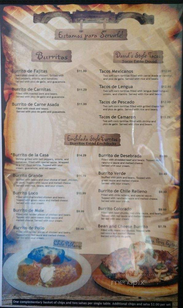 Casa Perez - Prescott Valley, AZ menu_pic