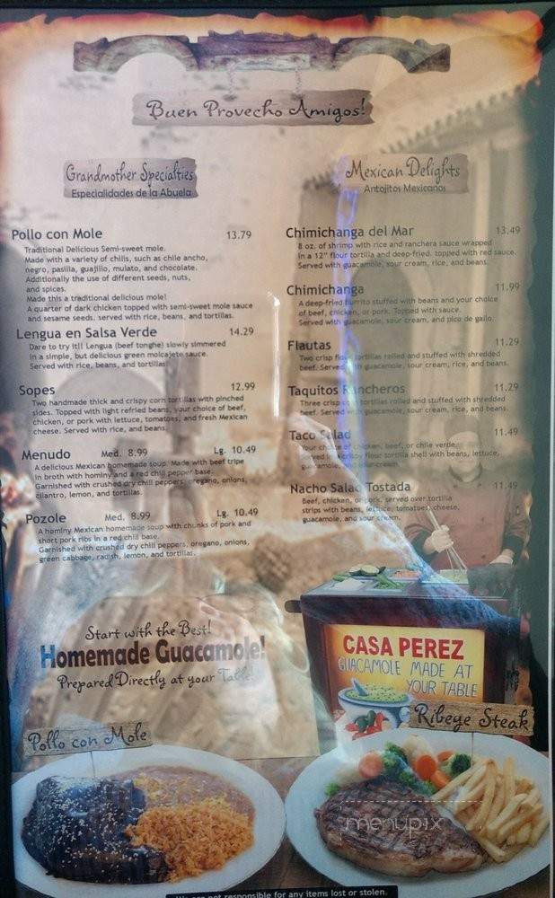 Casa Perez - Prescott Valley, AZ menu_pic