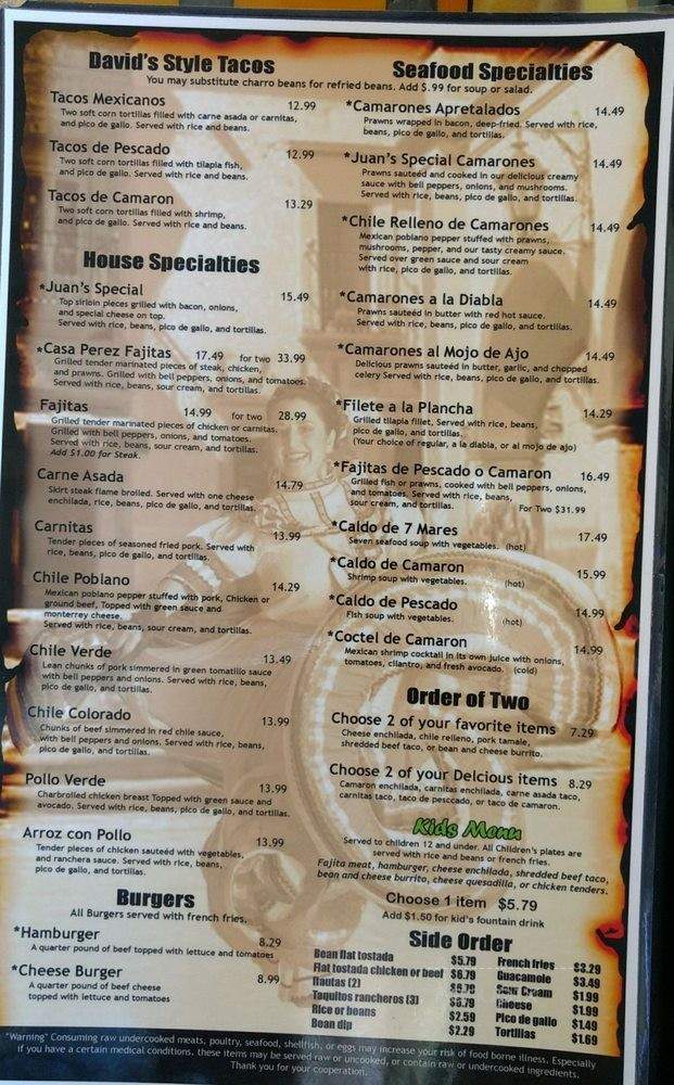 Casa Perez - Prescott Valley, AZ menu_pic