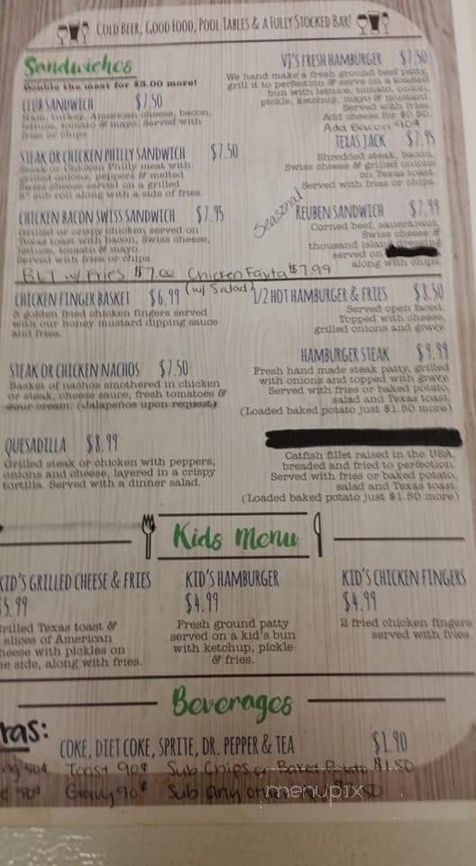 V J's Restaurant - Shelby, AL menu_pic