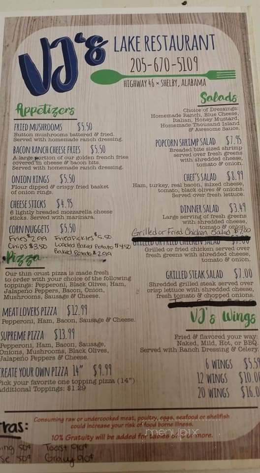 V J's Restaurant - Shelby, AL menu_pic