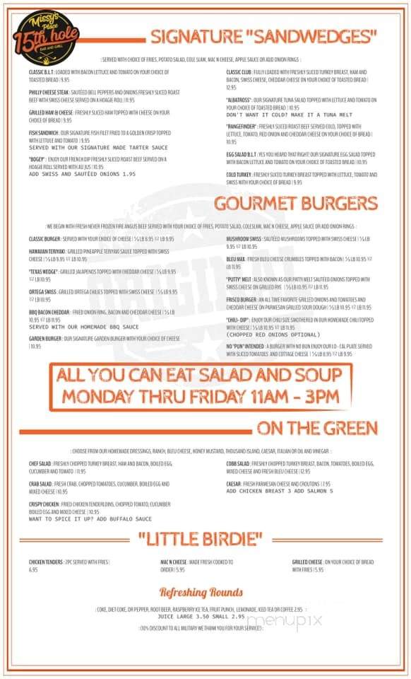 15th Hole Bar & Grill - Aguanga, CA menu_pic