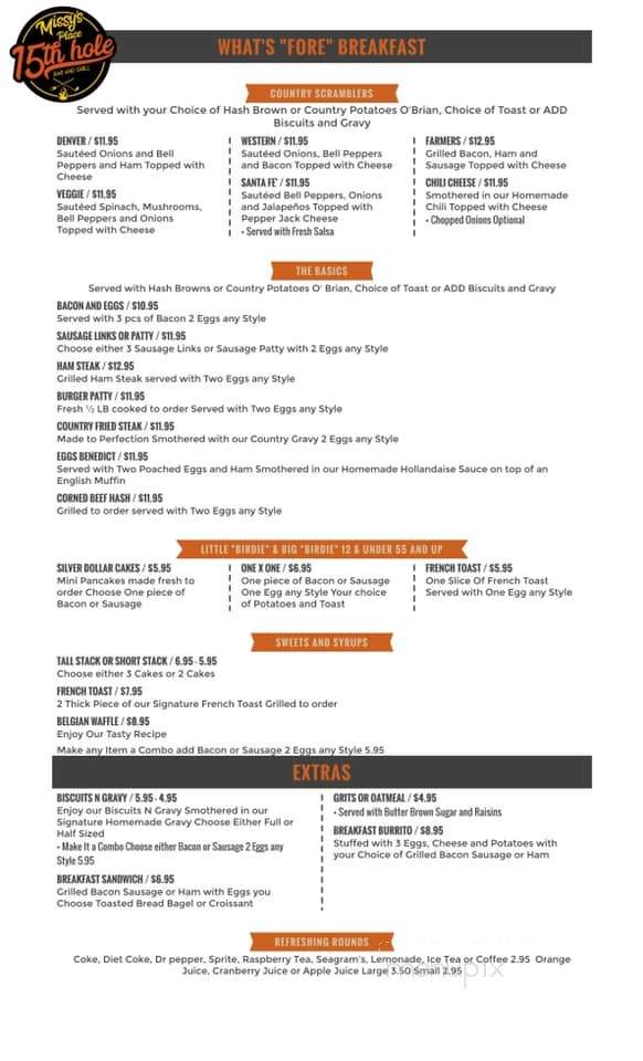 15th Hole Bar & Grill - Aguanga, CA menu_pic