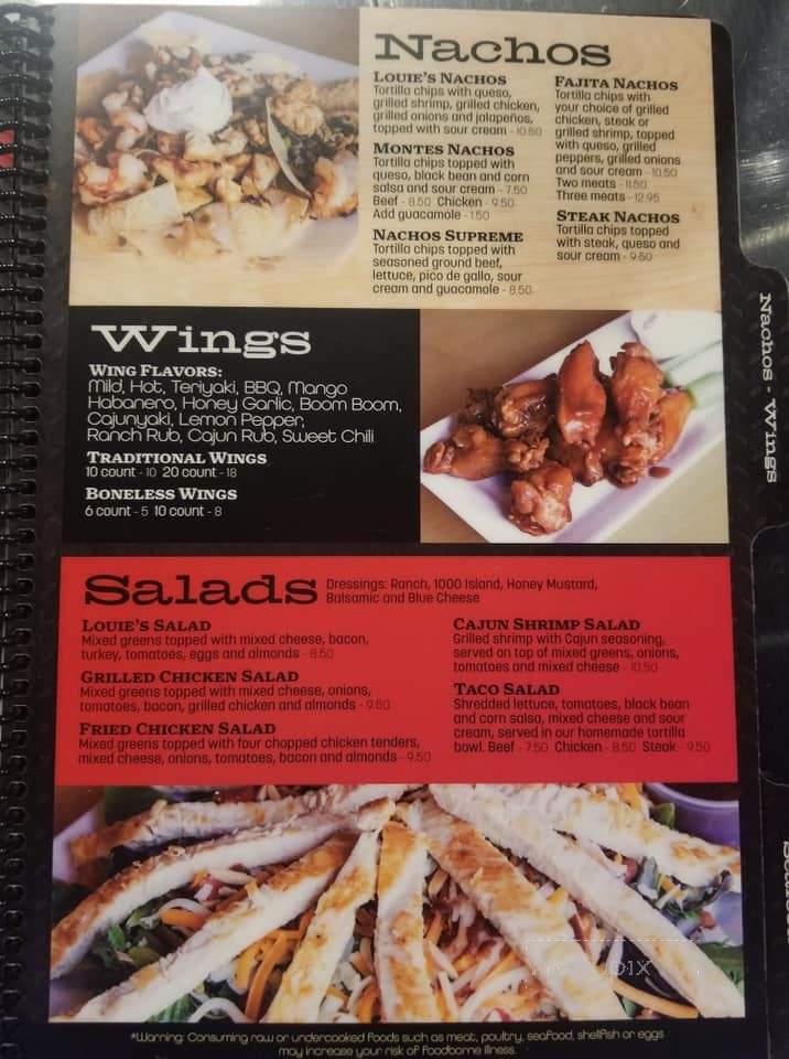 Louie's Bar and Grill - Anderson, SC menu_pic