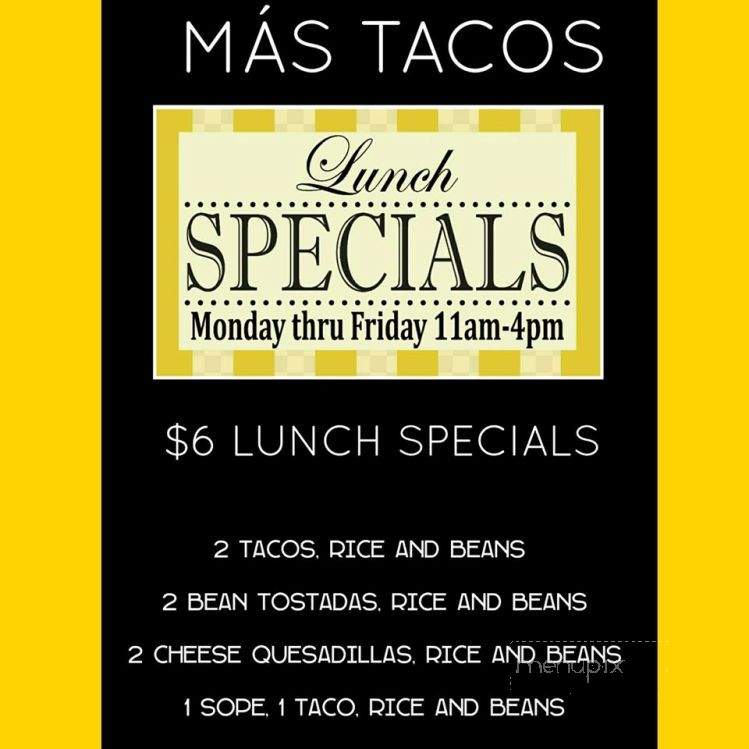 Mas Tacos - Highland, IN menu_pic