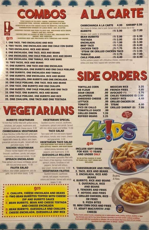 Cabos Mexican Restaurant - Nolensville, TN menu_pic