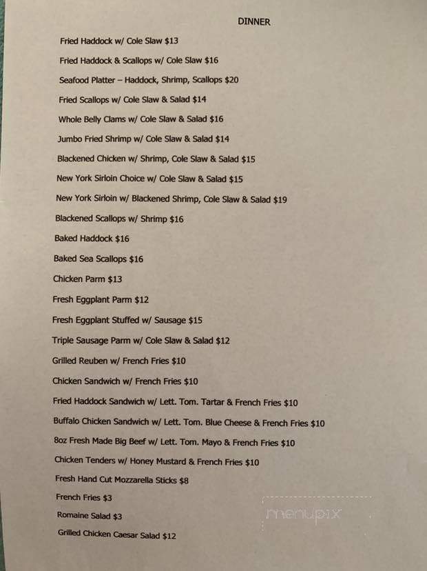 Radar's Pub - Three Rivers, MA menu_pic