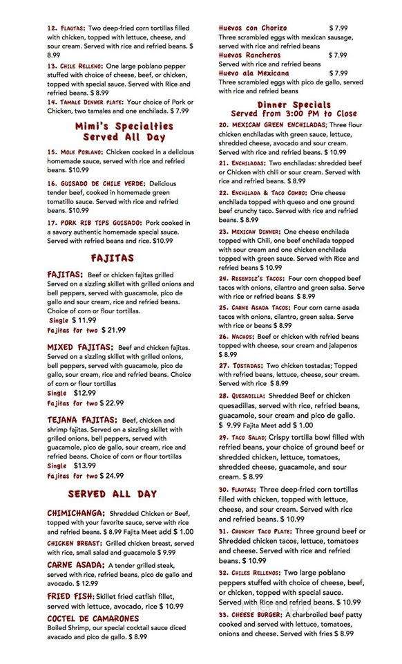 Mimi's Mexican Resturant - Purcell, OK menu_pic