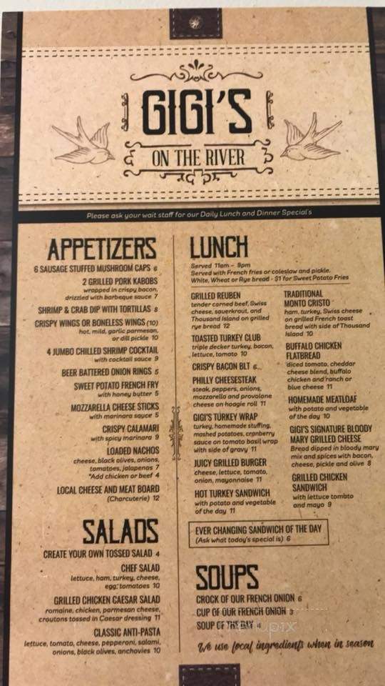 GiGi's On The River - Keeseville, NY menu_pic