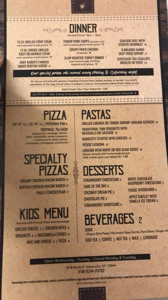 GiGi's On The River - Keeseville, NY menu_pic