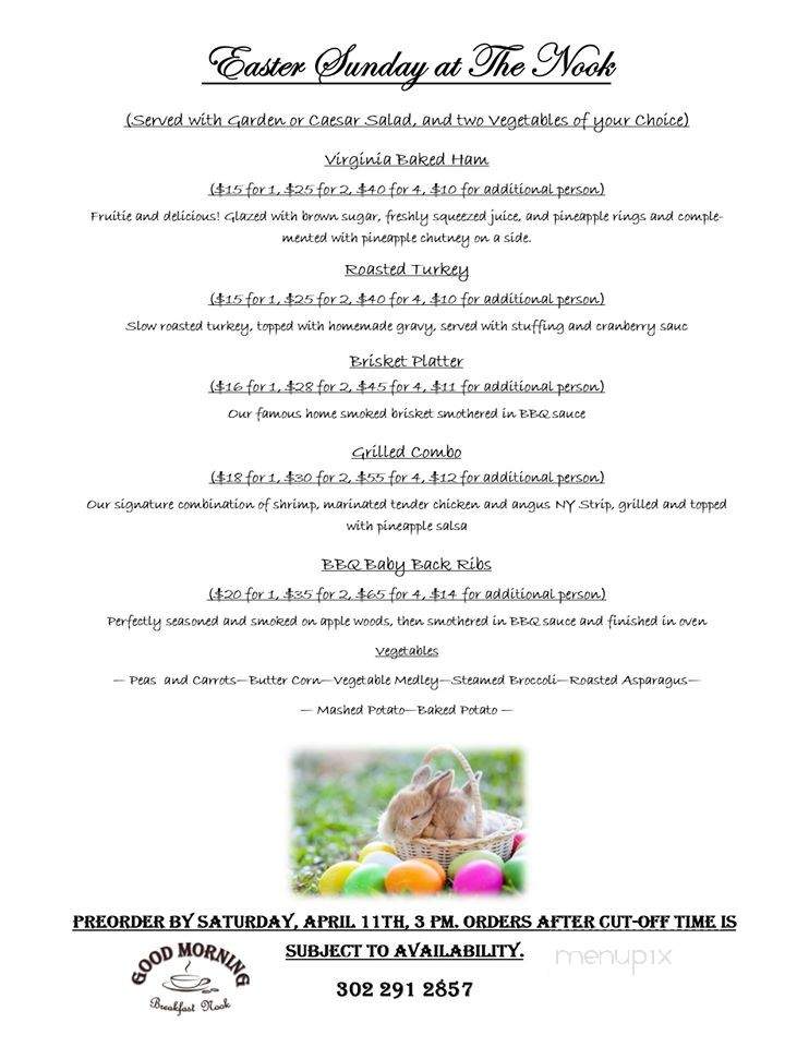 The Nook - Milton, DE menu_pic