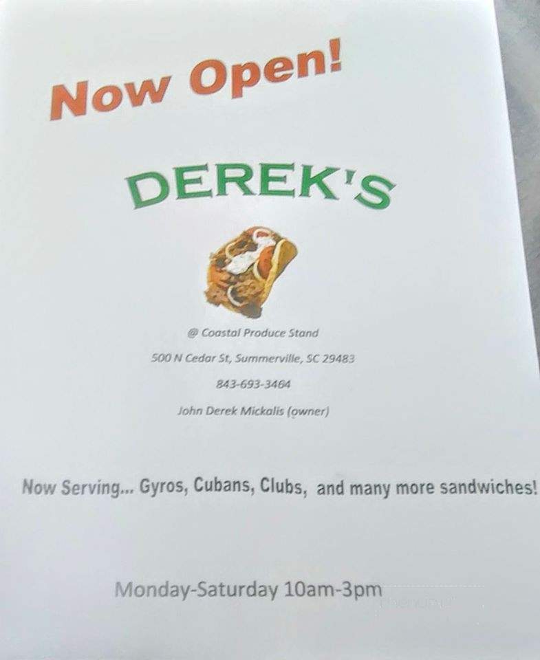 Derek's - Summerville, SC menu_pic