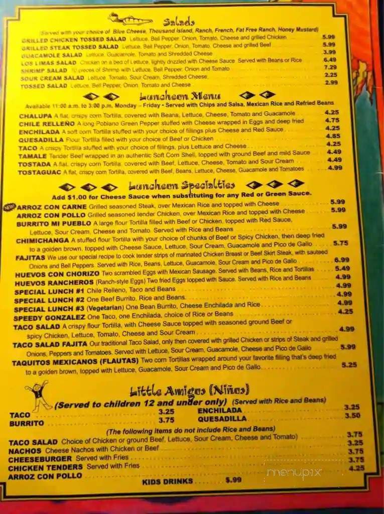 Mi Pueblo Mexican Restaurant - Franklin, IN menu_pic