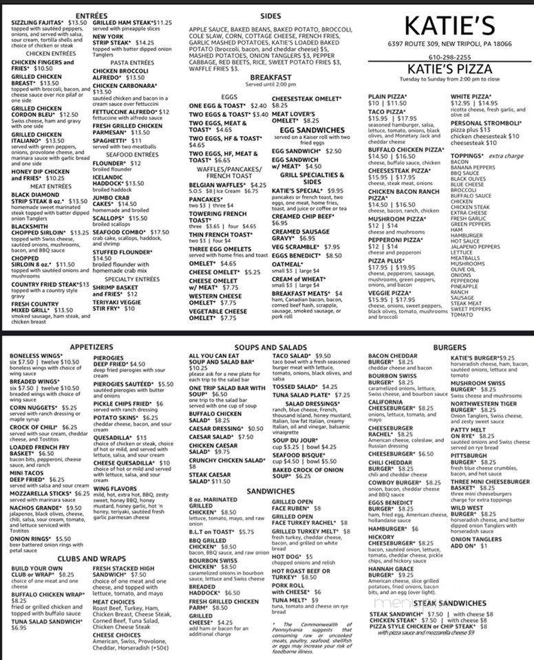 Katie's Macalush Family Restaurant - New Tripoli, PA menu_pic