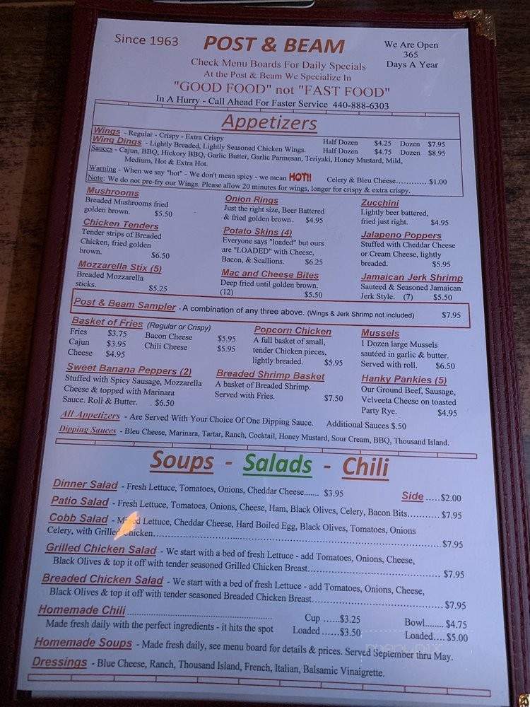 Post and Beam - Cleveland, OH menu_pic