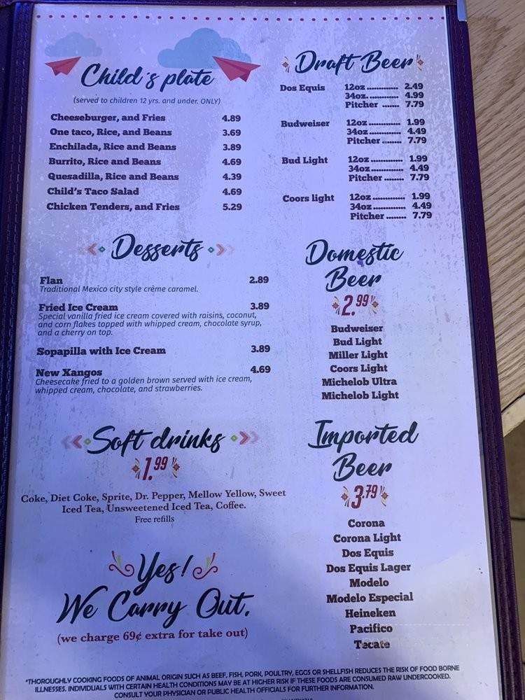 Verde Valle Mexican Reastaurant - Morrison, TN menu_pic