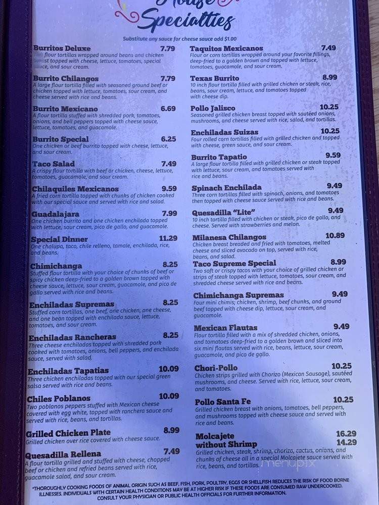 Verde Valle Mexican Reastaurant - Morrison, TN menu_pic
