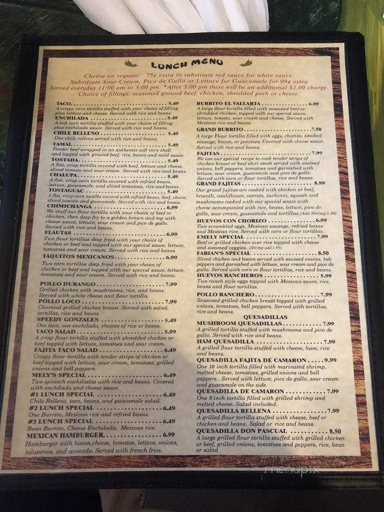 El Vallarta - Miami, OK menu_pic