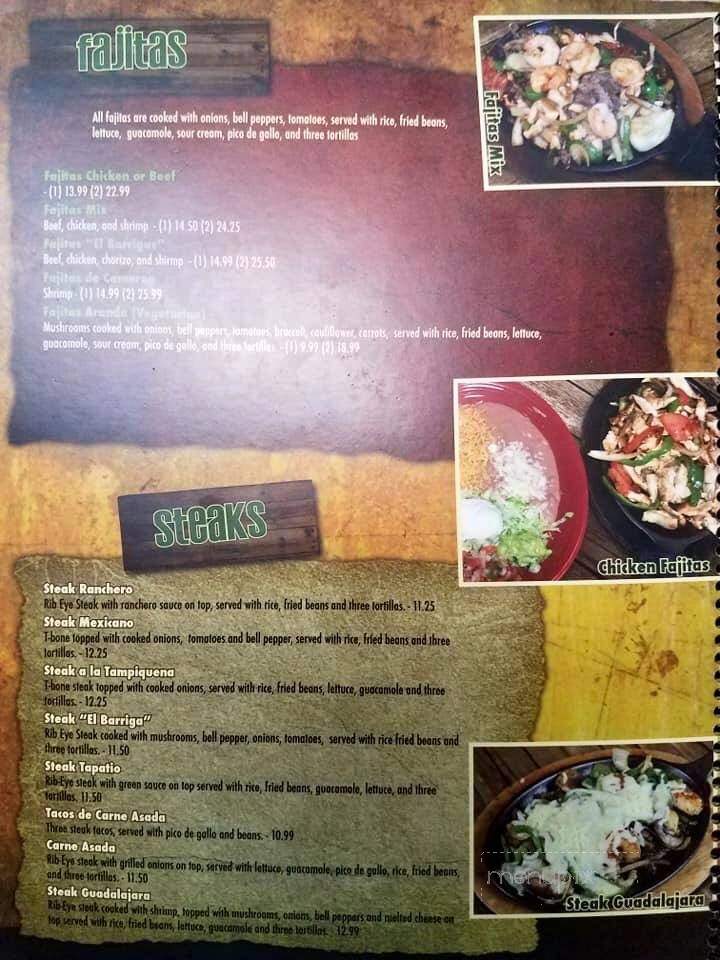 Senor Barrigas - Savannah, MO menu_pic