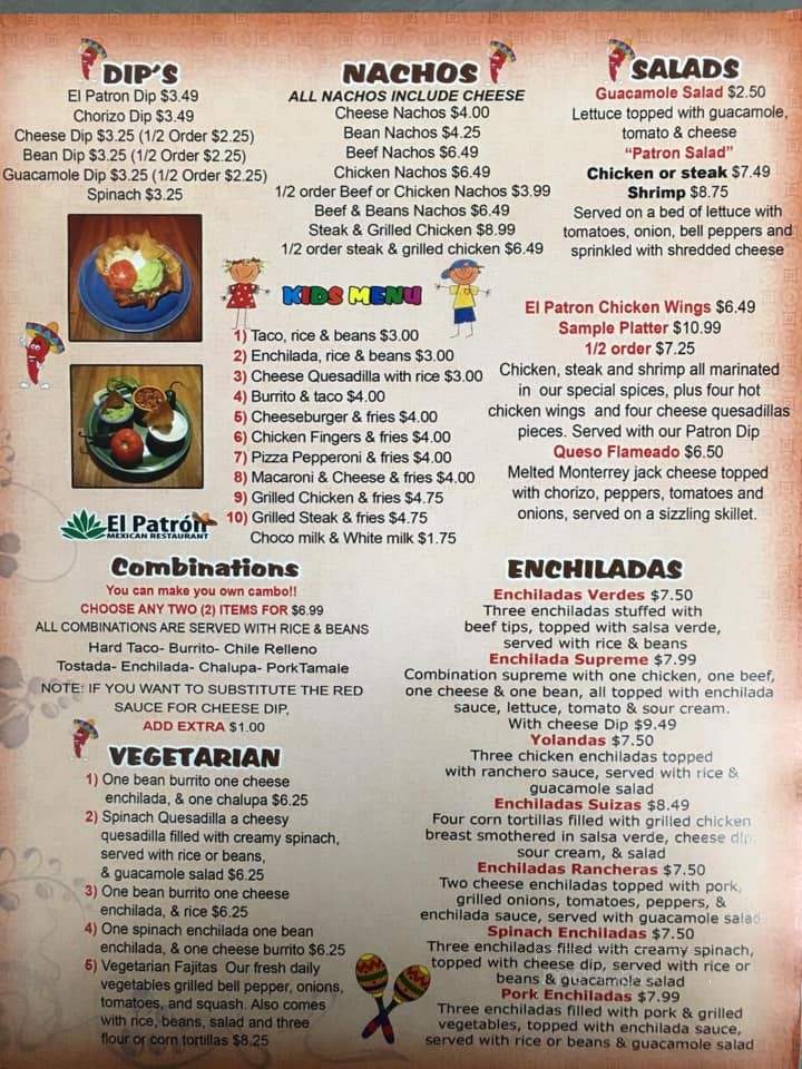 El Patron - Wartburg, TN menu_pic