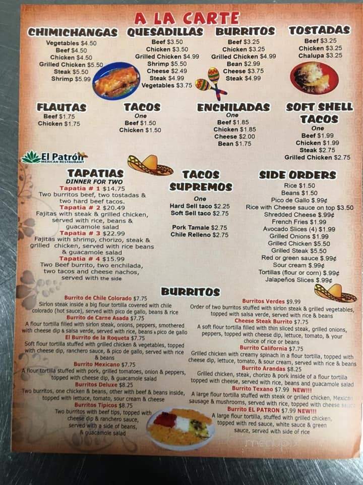 El Patron - Wartburg, TN menu_pic