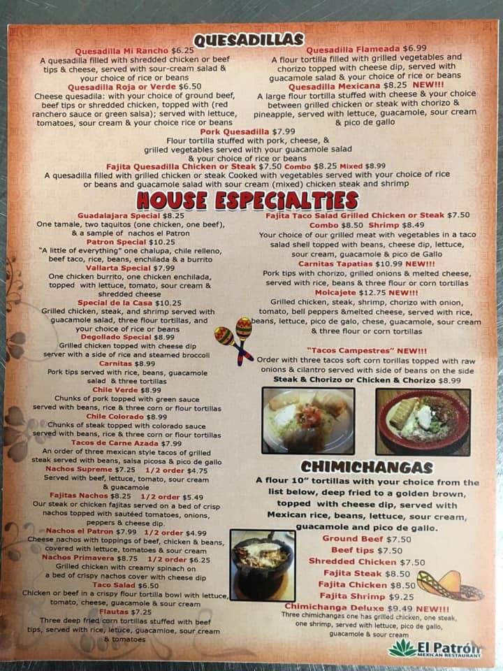 El Patron - Wartburg, TN menu_pic