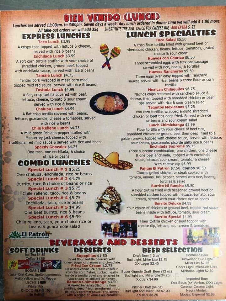 El Patron - Wartburg, TN menu_pic