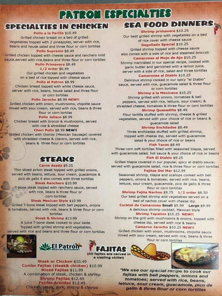 El Patron - Wartburg, TN menu_pic