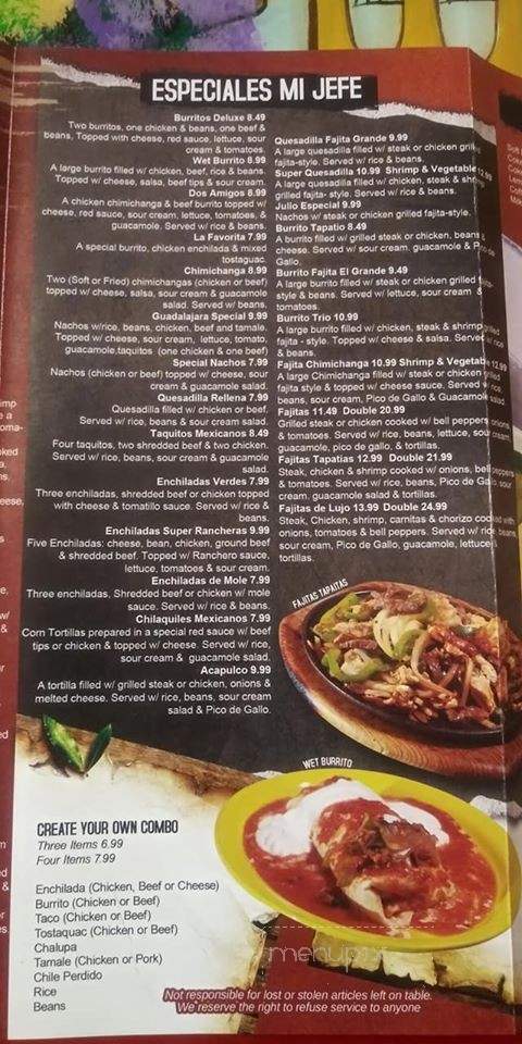 Mi Jefe - Trafalgar, IN menu_pic