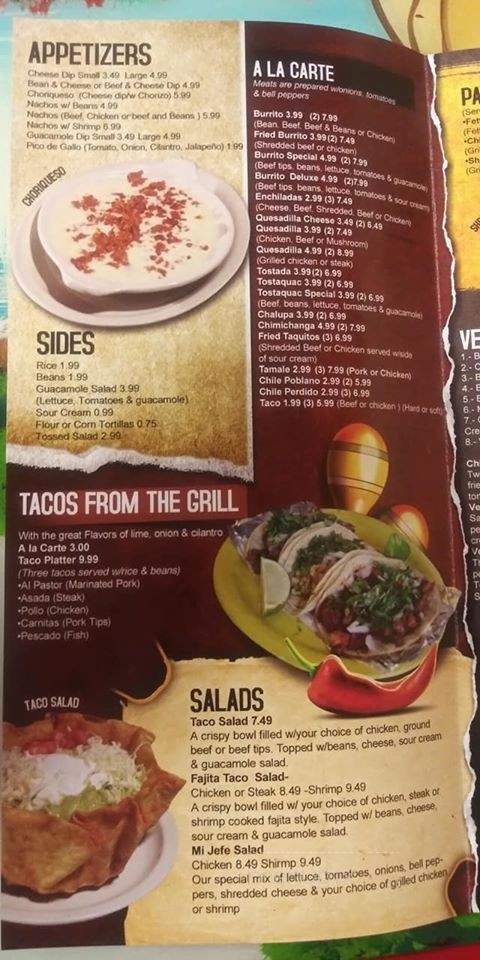 Mi Jefe - Trafalgar, IN menu_pic
