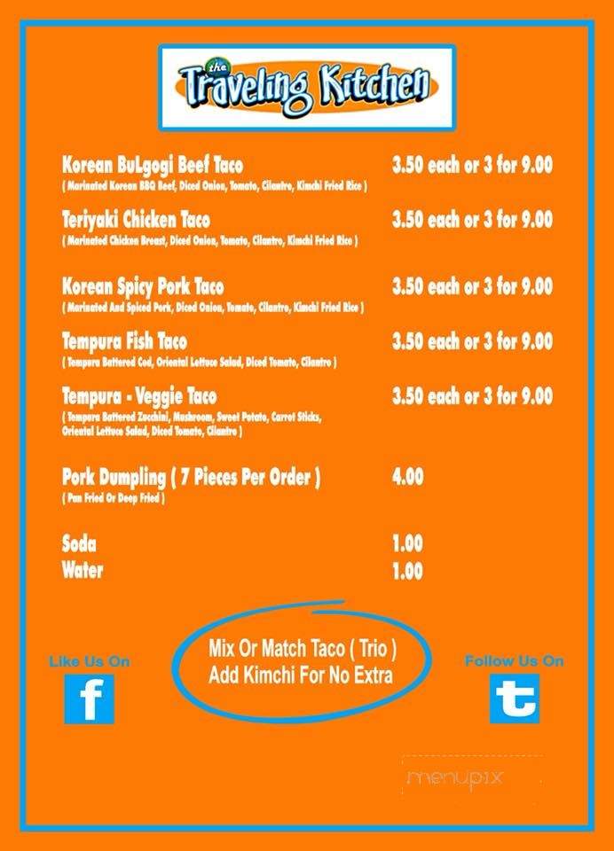 Traveling Kitchen - Louisville, KY menu_pic