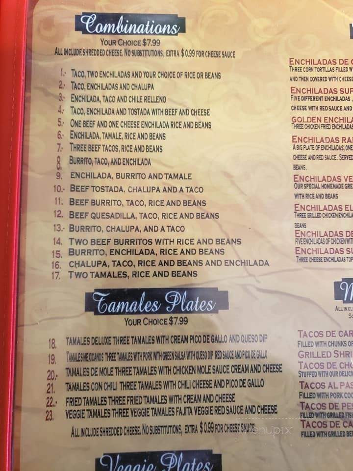 El Toreo - Taylorsville, IN menu_pic