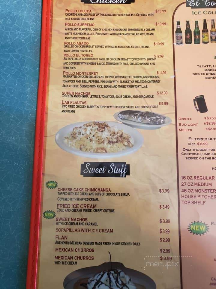 El Toreo - Taylorsville, IN menu_pic