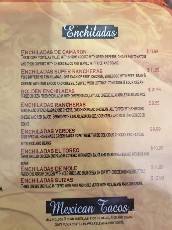 El Toreo - Taylorsville, IN menu_pic