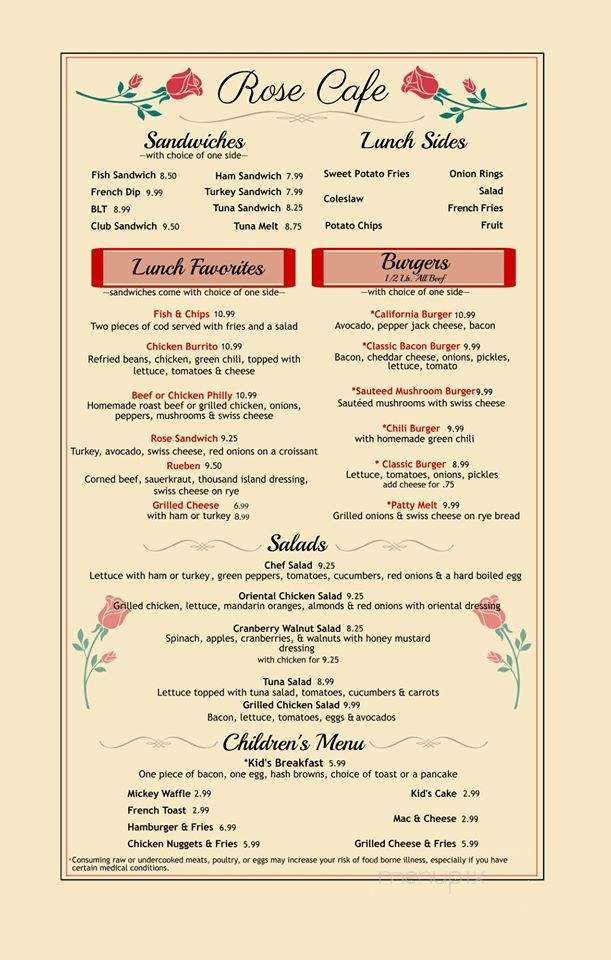 Rose Cafe - Erie, CO menu_pic