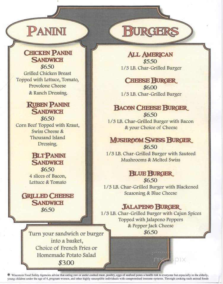 Flume Creek Family Grill - Rosholt, WI menu_pic
