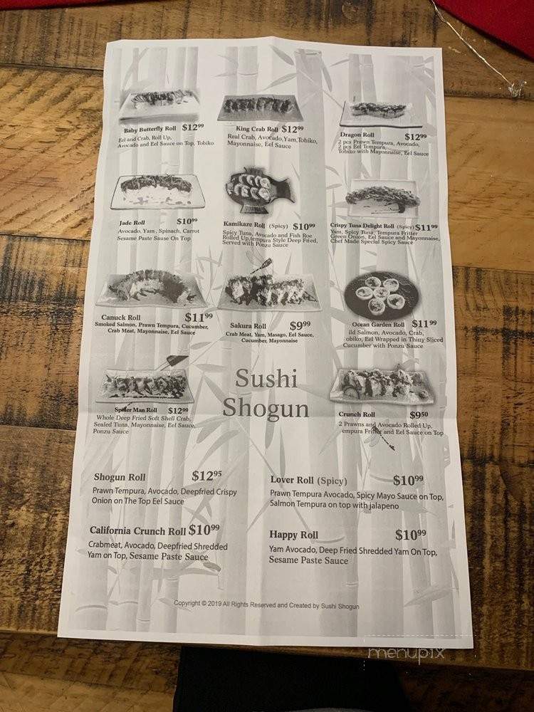 Shogun Sushi - Surrey, BC menu_pic