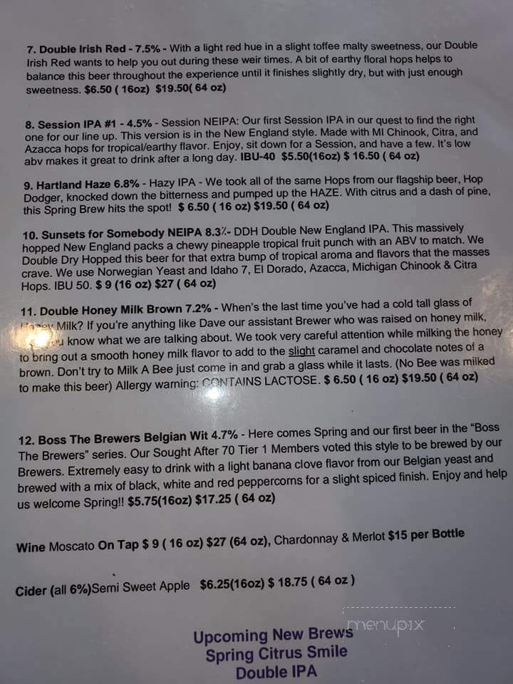 Hartland Brewing - Howell, MI menu_pic