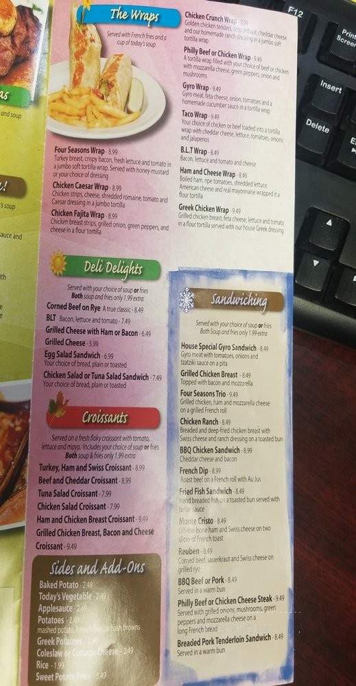 Four Seasons - Montpelier, OH menu_pic