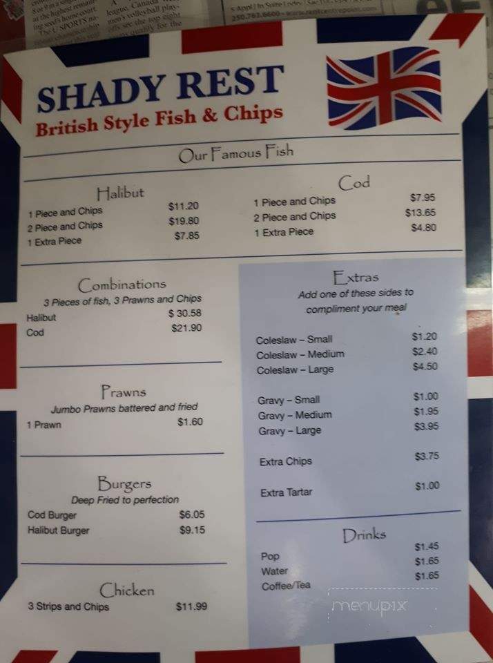 Shady Rest British Fish and Chips - Kelowna, BC menu_pic