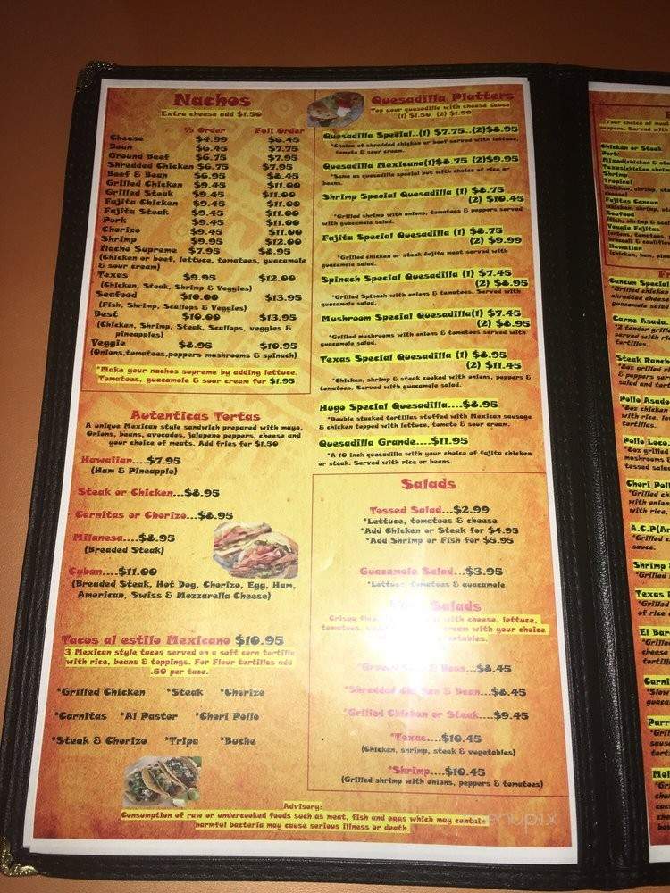 Cafe Cancun Bar & Grill - Murrayville, GA menu_pic