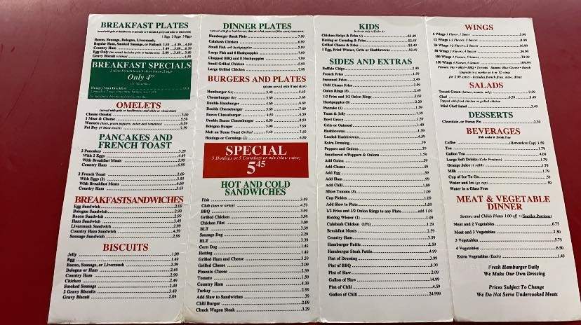 Danny's Cafe - Blacksburg, SC menu_pic